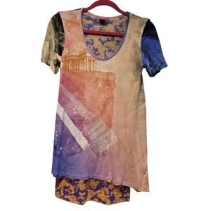 Save the Queen Asymmetric Hemline Mesh Multicolor Top | M Y2K Retro Abstract GUC